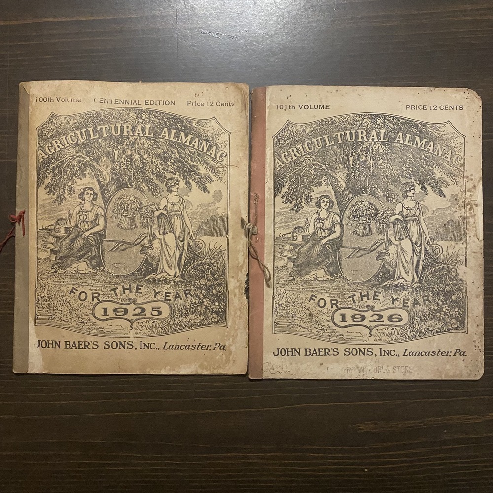 9 Antique Agricultural Almanacs 1920-1922 1924-1929 John Baer's Sons Lancaster - Picture 12 of 16